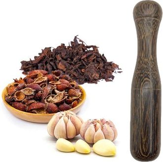 OEM 17,5 Cm - Prensador De Alimentos De Madera Para Cocina Y Barman - Incluye Molinillo De Pimienta - Sal, Pimienta, Condimentos