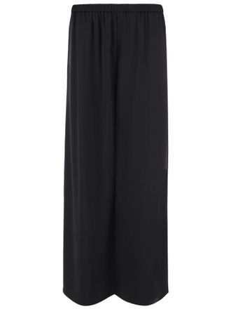 By Malene Birger Wide-Leg Cropped Pants with Elastic Waistband and Smooth Finish