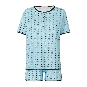Chiara Ferragni Pyjamas, female, Blue, XS, Pigiama Corto Eye Star