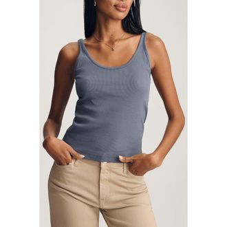 Mavi Scoop Neck Stretch Cotton Rib Tank in Grisaille at Nordstrom, Size X-Large