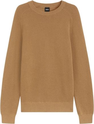 HUGO BOSS Truien - Heren - Ronde hals truien - Beige - M - Truien & Vesten
