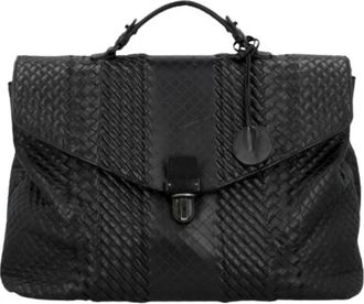 Bottega Veneta Pre-owned Intrecciato Aktetas - Dames - Vintage Handtas - Zwart - ONE Size - Leer - Vintage