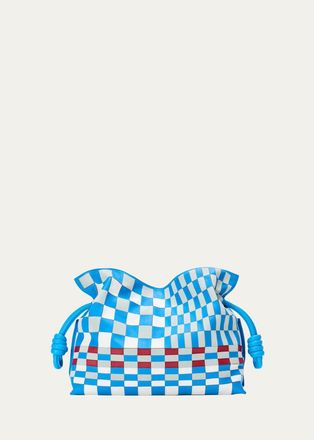 Loewe Flamenco Checkerboard Leather Clutch Bag