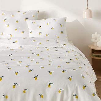 La Redoute Interieurs Bedset 50% gerecycled katoen, vierkante kussensloop, Citron