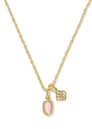 Kendra Scott Womens Mini Elisa Dira Necklace In Gold Light Pink Opal