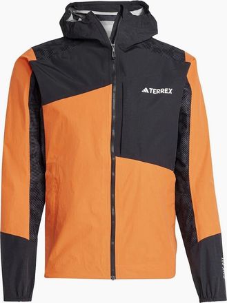 adidas Mens XPR Hybrid Hooded Full Zipper Color Block Rain Jacket - Orange - Size: 42/Regular