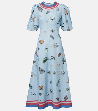 Alemais Al&eacute;mais Printed linen midi dress