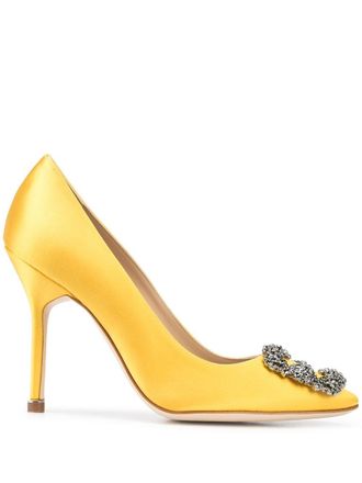 Manolo Blahnik Hangisi satin pumps - Yellow