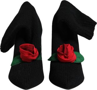 Dolce & Gabbana Black Stiletto Heels Mid Calf Boots Womens Shoes