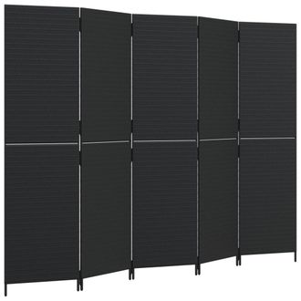 vidaXL Divisorio Per Ambienti A 5 Pannelli Nero In Polyrattan - Vidaxl