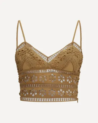 Charo Ruiz Ibiza Melie Top in cotton voile and embroidered lace Female S
