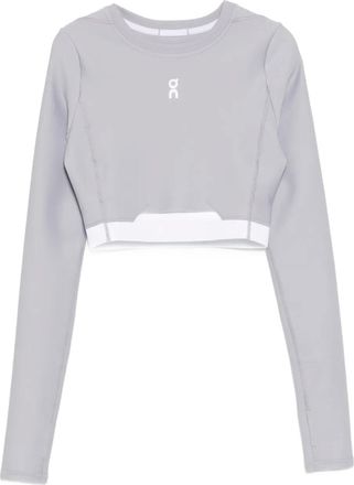 On train long- sleeved crop top - Purple