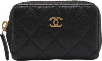 Chanel Pre-owned Wallets, female, Black, Size: ONE SIZE Pre-owned Matelasse Caviar Coin Purse