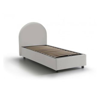 Talamo Italia Dmora - Cama Individual Dduart, Cama Contenedor Con Tapizado En Ecopiel, 100% Made In Italy, Apertura Frontal, Adecuado Para Colch&oacute;n 80x190 Cm, Blanco