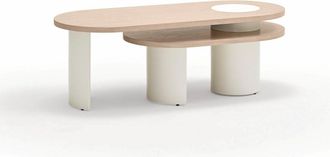 Teulat Mesa de centro natural claro y patas crema