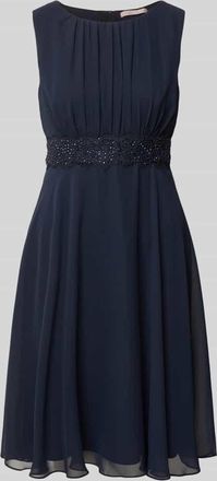 Christian Berg Cocktail Knielanges Cocktailkleid mit Taillenband in Marine Melange, Gr&ouml;&szlig;e 34