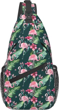 Generic Flower Summer Tropical Palm Leaves Pink Flamingo Crossbody Bag Anti Theft Cross Body Bag Trendy Crossbody Bags For Women Traveling Shopping