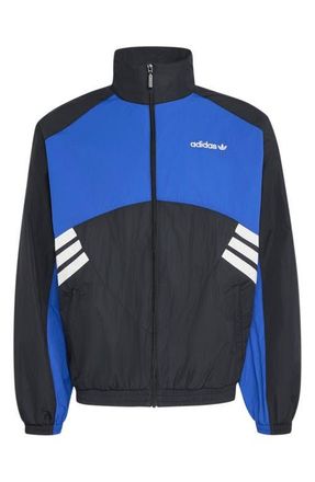 adidas Colorblocked Performance Track Jacket in Black/Team Royal Blue at Nordstrom, Size Xx-Large