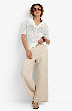 Trina Turk Jadelyn Mesh Polo in Whitewash at Nordstrom, Size Xx-Large