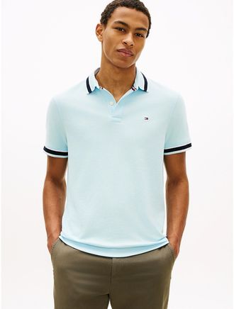 Tommy Hilfiger Mens Regular Fit Tipped Wicking Polo - Rain Dance - XL