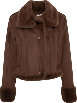 Fracomina Giacca Corta Effetto Scamosciato - - Jackets - Donna - Marrone - L