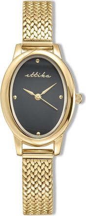 Ettika Oval Face Mesh Strap Watch in Black And Gold at Nordstrom Rack