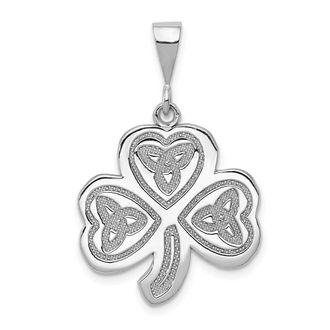 Diamond2Deal 14k White Gold Trinity Clover Pendant