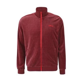 Fila Zip-throughs, male, Red, Size: L Classic Cotton Sweatshirt with Ribbed Cuffs