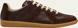 Maison Margiela Mens Replica Leather Low-Top Sneakers