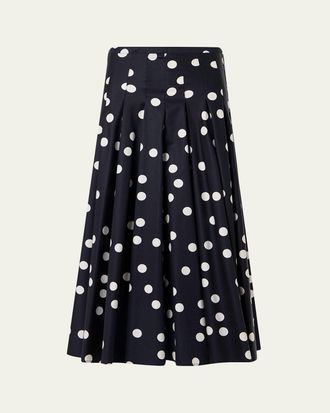 Akris Cotton Polka Dot Midi Skirt