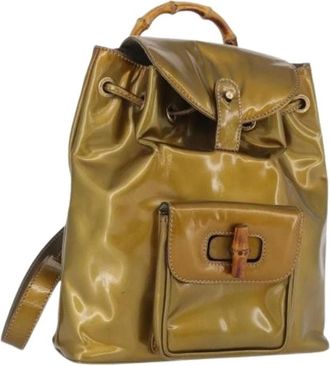 Gucci Pre-owned Vintage Rugzak - Dames - Vintage Rugzakken - Geel - ONE Size - Leer - Vintage