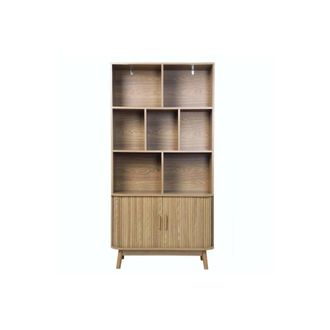 Calicosy Biblioteca con 2 puertas correderas A157,5 cm - Efecto Madera clara