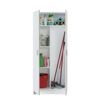 Dmora Armadio Multiuso, Mobile Portascope A 2 Ante, Scarpiera Con Ripiani, Guardaroba Portascope, Cm73x37h180, Bianco