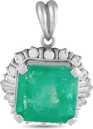 Luxury Bazaar Platinum 0.84ct Diamond and Emerald Pendant MF40-050726