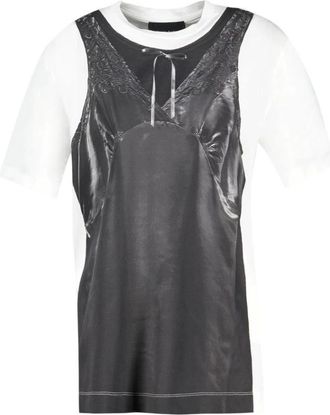 Simone Rocha Patchwork Trompe Loeil T-shirt - Dames - T-shirts - Grijs - S - Katoen - Tops