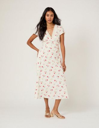 Nobody's Child White Floral Kacey Midi Dress