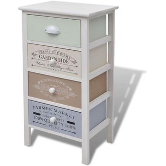 vidaXL French Storage Cabinet 4 Drawers Wood vidaXL