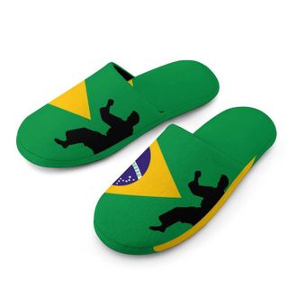 Generic Brazil Jiu-Jitsu Brazilian Flag Mens House Slippers Slip Indoor Slipper On Shoes Warm Outdoor