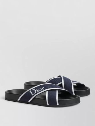 Dior open toe flat sole crossed strap slides