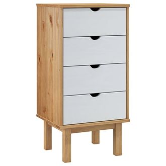 vidaXL Cajonera Otta Madera Maciza De Pino Marr&oacute;n Y Blanco 45x39x90 Cm Vidaxl