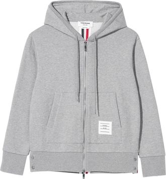 Thom Browne RWB-stripe cotton hoodie - women - Cotton - 38 - Grey