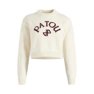 Patou Logo and JP Monogram Intarsia Jumper - female - Patou - Round-neck Knitwear - White - M - Knitwear