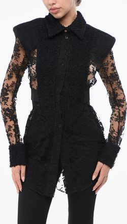 Balmain Camicia in Pizzo con Spalline Imbottite Balmain