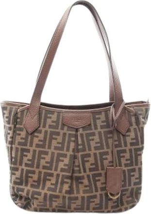 Fendi Pre-owned Tote Bags, female, Brown, Size: ONE SIZE Pre-owned Vintage Canvas Tote Bag