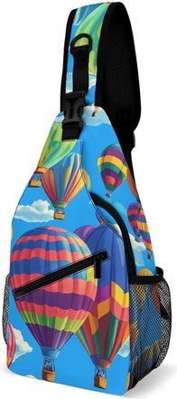 Generic Hot Air Balloons Colorful Mens Crossbody Chest Sling Bag for Travel Hiking Lightweight Shoulder Bags with Small Side