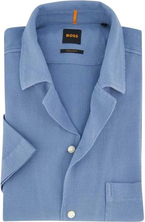 HUGO BOSS Overhemden, Heren, Blauw, 2Xl, Blauw casual overhemd korte mouw