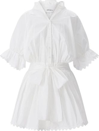 Meimeij Korte Overhemdjurk - Dames - Shirt Kleedjes - Wit - 2XS - Katoen - Kleedjes