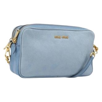 Miu Miu Pre-owned Shoulder Bag - Dames - Vintage Schoudertas - Blauw - ONE Size - Leer - Vintage