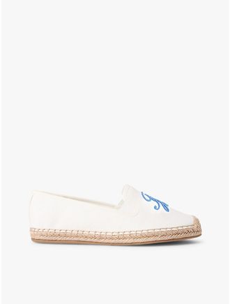Tommy Hilfiger Womens Script Monogram Canvas Espadrille - White - US 6.5 / EU 37