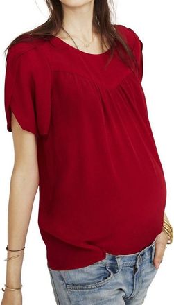 Hatch Tulip Maternity Blouse In Scarlet/red